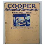 RARE Hard To Find Vintage COOPER Automobile Thermometer Counter Advertisement Piece 10" x 12"