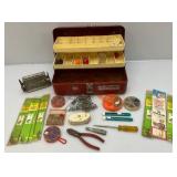 Vintage PENN Sport Fishing Sinker Mold & Vintage OldPal Woodsman Tackle Box With Tackle