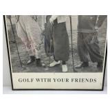 Framed Behind Glass Vintage Three Stooges "Golf With Your Friends" Poster 22" x 26"