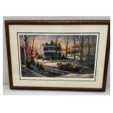 TERRY REDLIN Pencil Signed "Homeward Bound" Print Framed And Matted Behind Glass 23" x 33"