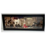 Vintage Framed Behind Glass "Legal Action" By (Chris Consani) Print Elvis, James Dean, Marilyn Monroe & Humphrey Bogart 15 1/2" x 29 1/2"