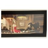 Vintage Framed Behind Glass "Legal Action" By (Chris Consani) Print Elvis, James Dean, Marilyn Monroe & Humphrey Bogart 15 1/2" x 29 1/2"