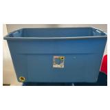 Large Group Of Misc. Blue Totes With Wheels And Lids