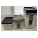 Misc. Totes With Lids  10 Gallon = 6 19 Gallon = 11 (Two Missing handles)