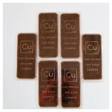 1 Pound .999 Pure Copper Bar - Lot of 6