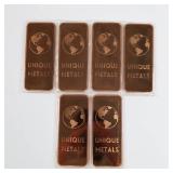 1 Pound .999 Pure Copper Bar - Lot of 6