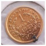 1853 US $1 Gold Coin