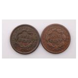Large Cent Lot of 2 - 1838, 1841