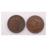 Large Cent Lot of 2 - 1838, 1841