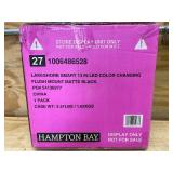 Lakeshore Smart 13 in. LED Color Changing Flush Mount Matte Black Hampton Bay