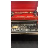 Red Tool Chest with Assorted Hand Tools