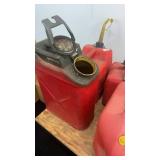 Collection of 8 Plastic and Metal Gasoline Fuel Cans