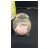 Decorative Bear Figurine with Glass Vase and Floral Gift Box