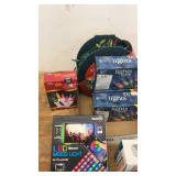 Assorted LED Light Sets, Collectible Doll, and Metal Wall Decorations