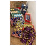 Assorted Holiday Ornaments and Tinsel Collection