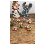 Collection of Christmas Ceramic Figurines and Decorations