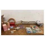 Craft Supplies and Home Decor Collection with Avon Candles and Wolves Fleece Blanket