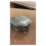 Antique International Silver Co. Trinket Box with Red Velvet Lining