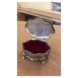Antique International Silver Co. Trinket Box with Red Velvet Lining