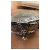 Antique International Silver Co. Trinket Box with Red Velvet Lining