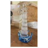 Set of 3 Decorative Items: Ceramic Bear, Glass Lighthouse, Eagle Wine Holder