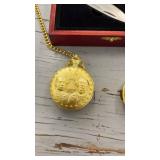 Limited Edition Wolf Design Pocket Knife and Dual Gold Coin Pocket Watches Set