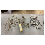 Set of 3 Wall Candle Holders with Yellow Taper Candles