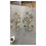 Set of 3 Wall Candle Holders with Yellow Taper Candles