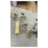 Set of 3 Wall Candle Holders with Yellow Taper Candles