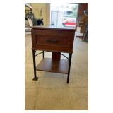 Wooden Nightstand with Drawer and Metal Legs