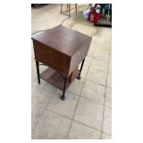 Wooden Nightstand with Drawer and Metal Legs