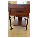 Wooden Nightstand with Drawer and Metal Legs