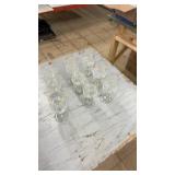 Set of 10 Vintage Etched Wine Glasses with Gold Rim