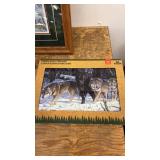 Collection of 5 Wolf-Themed Art Pieces and Decor Items