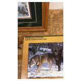 Collection of 5 Wolf-Themed Art Pieces and Decor Items