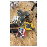 Collection of Home and Tech Items Including Bark Deterrent, Planter, and Fishing Reel