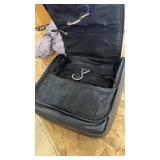 Lot of 10 Black Leather Hanging Toiletry Bags with Metal Hooks