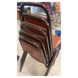 Set of 6 Brown Metal Frame Stackable Chairs