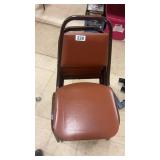 Set of 6 Brown Metal Frame Stackable Chairs