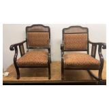 Pair of Vintage Armchairs with Upholstered Seats and Wooden Frames