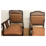 Pair of Vintage Armchairs with Upholstered Seats and Wooden Frames