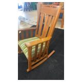 Vintage Wooden Rocking Chair with Striped Cushion