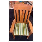 Vintage Wooden Rocking Chair with Striped Cushion
