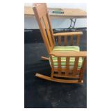 Vintage Wooden Rocking Chair with Striped Cushion