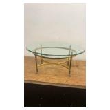 Vintage Oval Glass Coffee Table with Brass Base