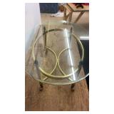 Vintage Oval Glass Coffee Table with Brass Base