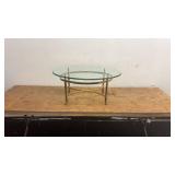 Vintage Oval Glass Coffee Table with Brass Base