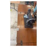 Antique Domestic Sewing Machine with Built-in Wood Cabinet