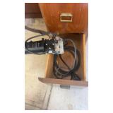 Antique Domestic Sewing Machine with Built-in Wood Cabinet