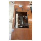 Antique Domestic Sewing Machine with Built-in Wood Cabinet